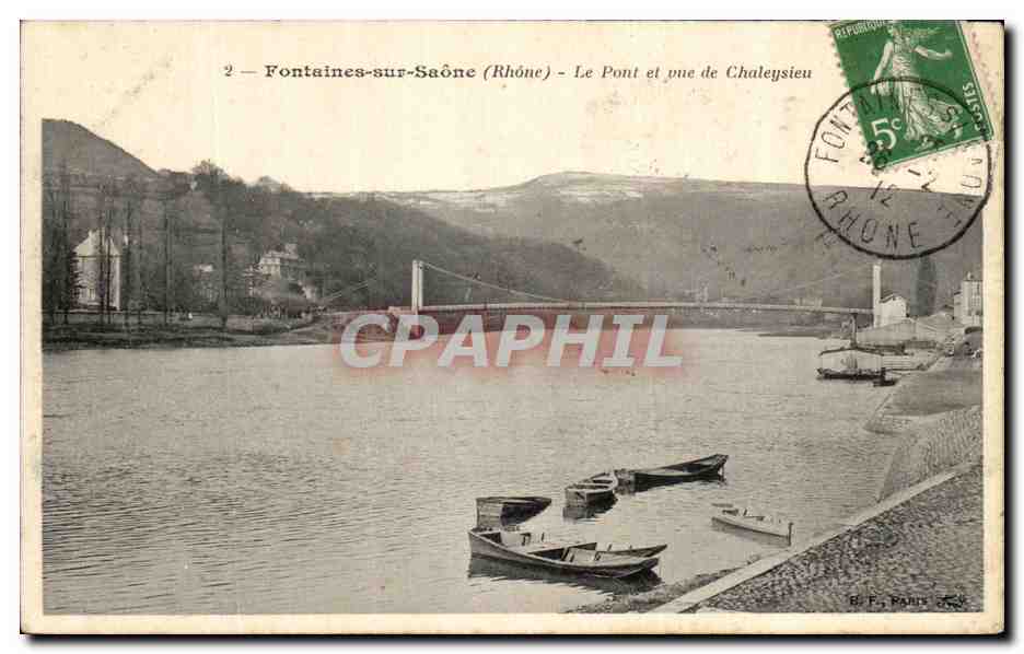 CPA Fontaines Sur Saone Le Pont et vue de Chaleysieu