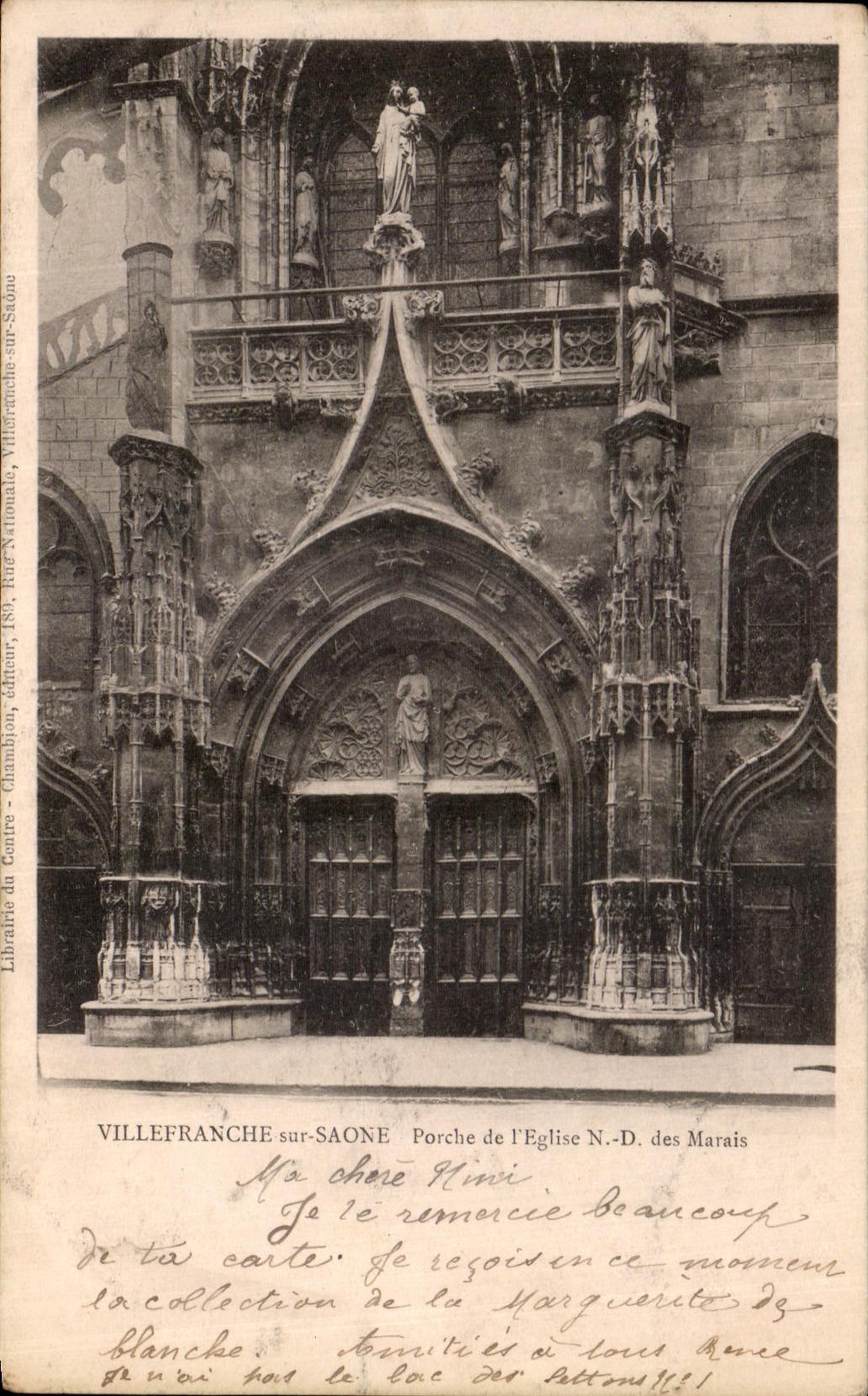 CPA Villefranche Sur Saone Porche de L Eglise ND des marais 
