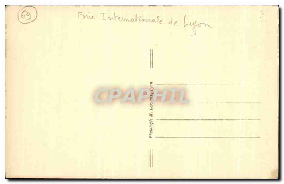 Lyon's Internationale Messe — Galerie 1 des Palads — Phototypie M. Lecuyer, Lyon — Verso