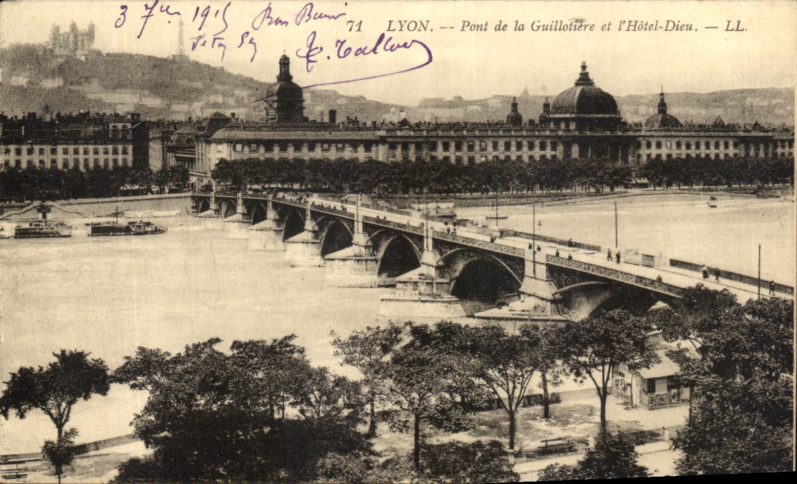 LYON — Pont de la Guillotière et l'Hôtel-Dieu — LL. 74