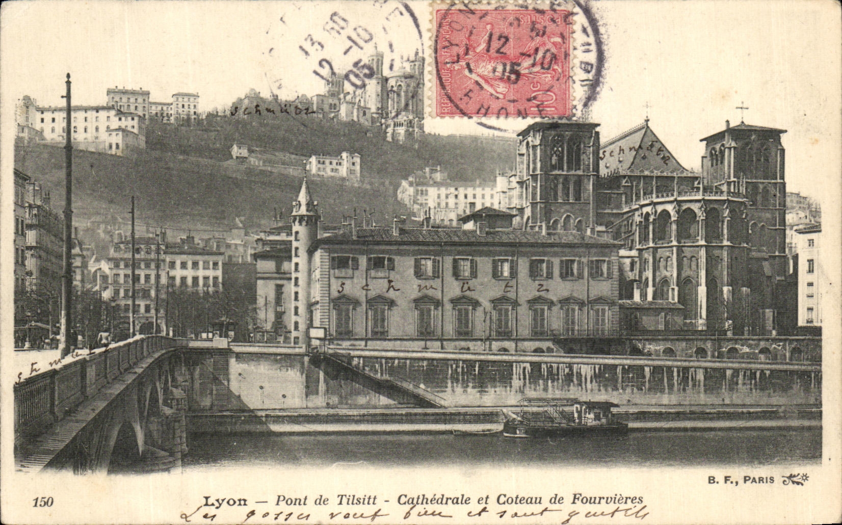 CPA Lyon Pont de Tilsitt Cathedrale et Coteau De Fourvieres 