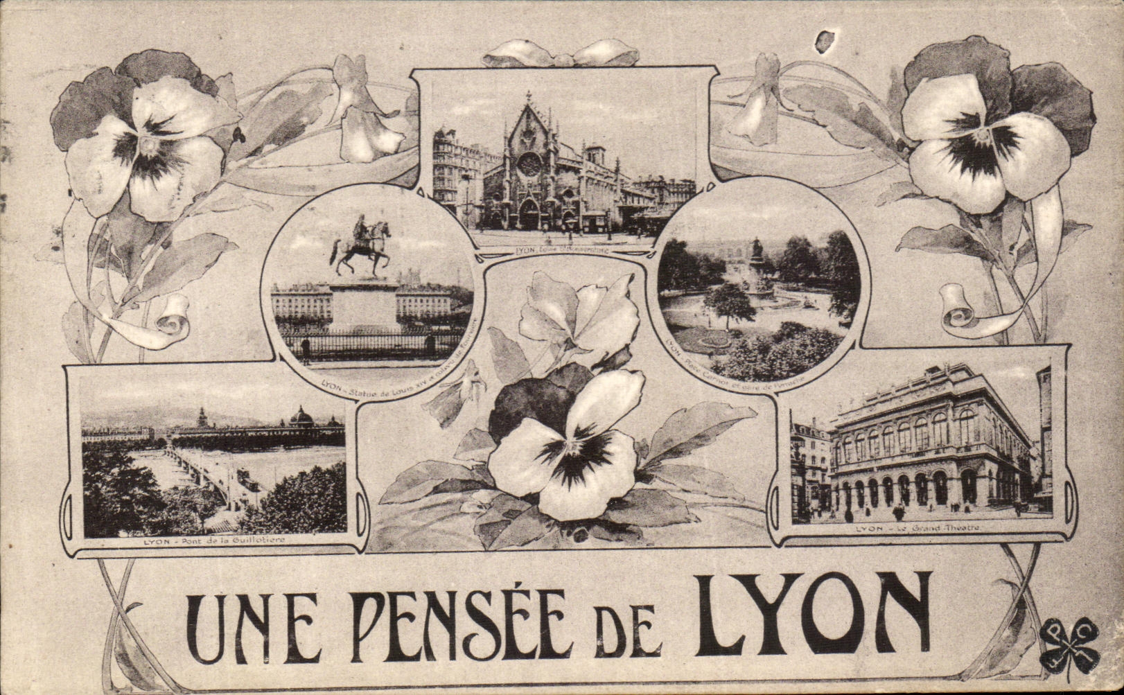 Lyon — Une pensée de Lyon — éditeur non visible, n° de série non visible