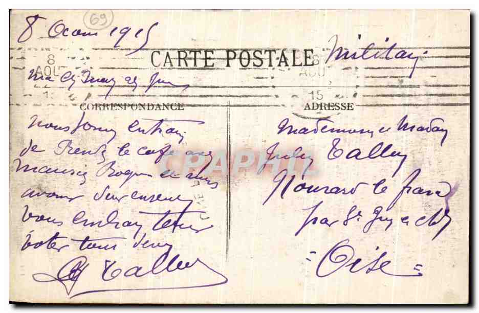 Une pensée de Lyon — éditeur E.R., n° 181 — Verso