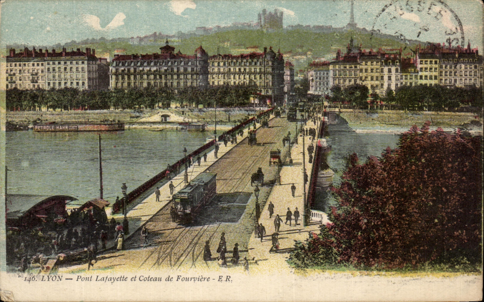 CPA Lyon Pont Lafayette et Coteau de Fourviere Tramway 