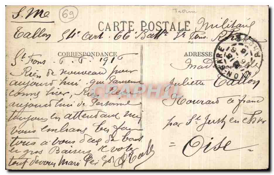 CPA Lyon Pont Lafayette et Coteau de Fourviere Tramway  — Verso