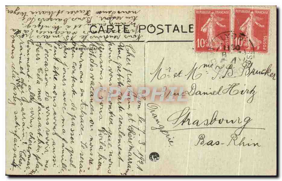 CPA Lyon Place Satonay Statue du sergent Blandan et monument Burdeau  — Verso