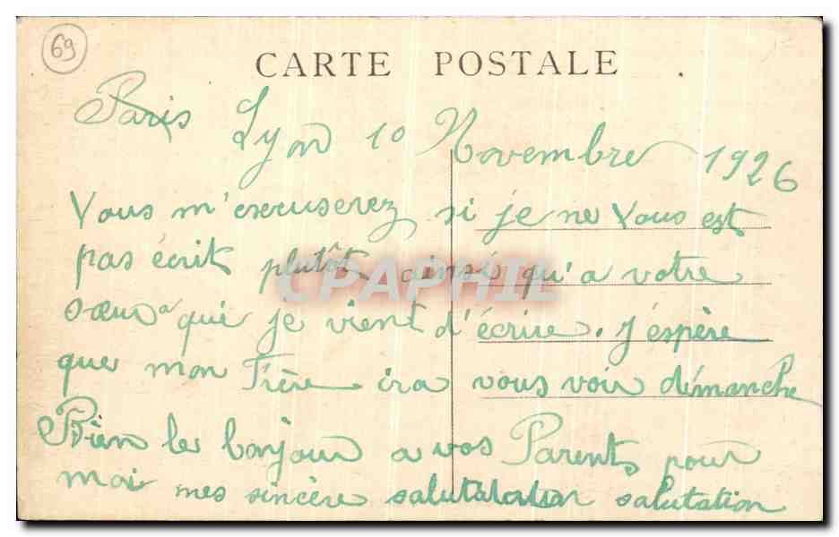 CPA Lyon La Fontaine Bartholdi  — Verso