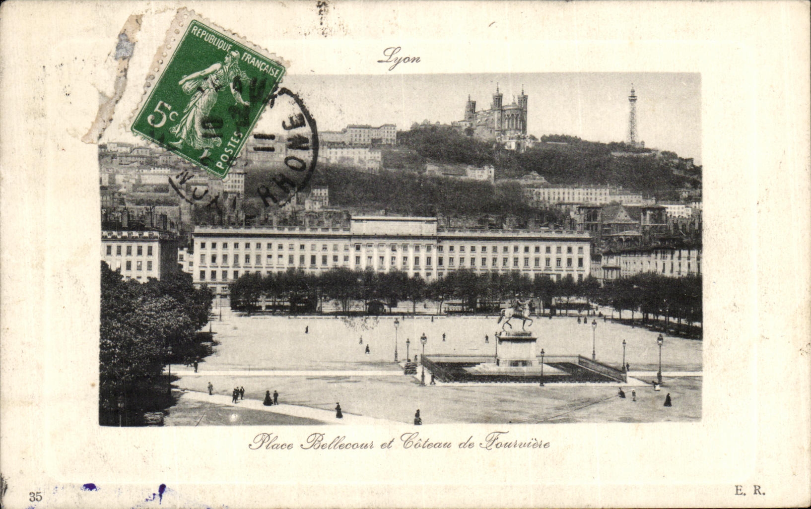 Place Bellecour et Côteau de Fourvière — Lyon — E.R. n°35