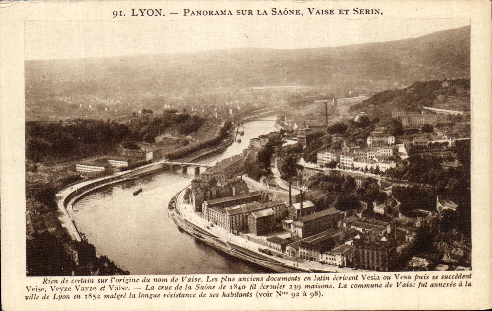 LYON — Panorama sur la Saône, Vaise et Serin — Éditeur anonyme, n° 91