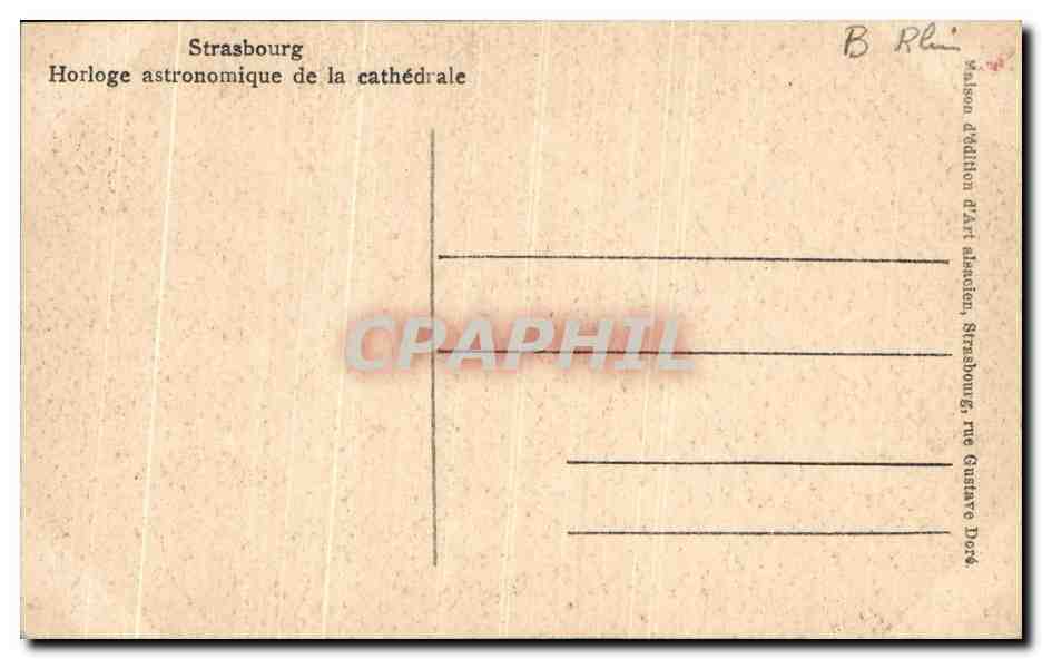 CPA Strasbourg Horloge astronomique de la cathedrale — Rückseite