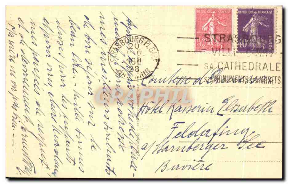 CPA Strasbourg Cathedrale La Synagogue Judaica — Verso