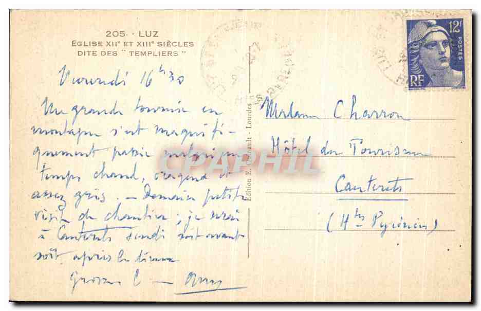 CPA Luz Eglise Dite Des Templiers — Rückseite