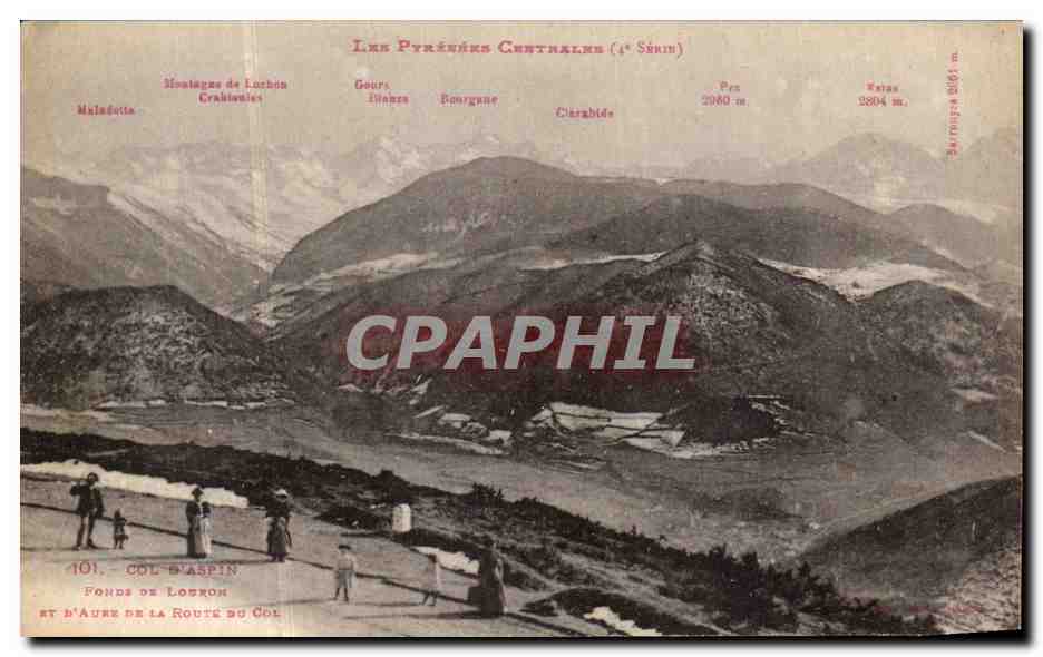 Col d'Aspin — fonds de la route du col — Pyrénées Centrales (1er Série)
