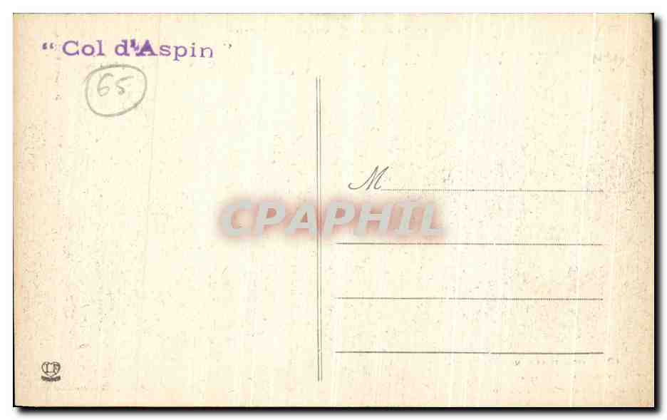 Col d'Aspin — fonds de la route du col — Pyrénées Centrales (1er Série) — Verso