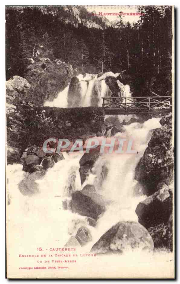 Cauterets — Ensemble de la cascade de Lutour ou de Pibèr-Arros — éditeur Labouche d'Orne, n°15