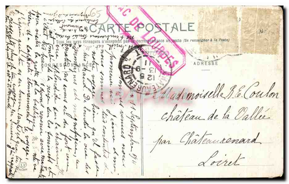 CPA Lourdes Le lac — Verso