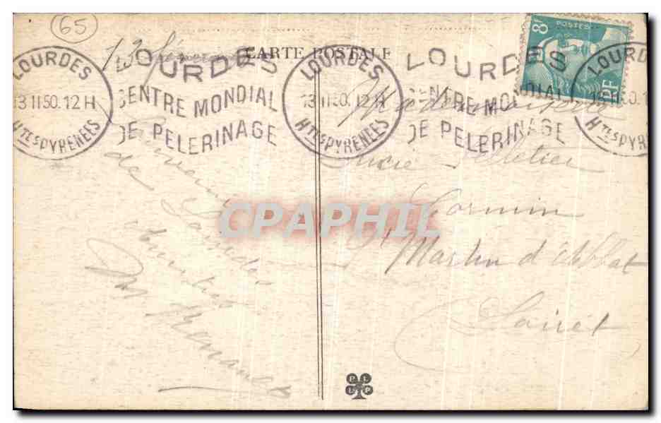 CPA Lourdes De Souvenir Hirondelle Oiseau — Verso