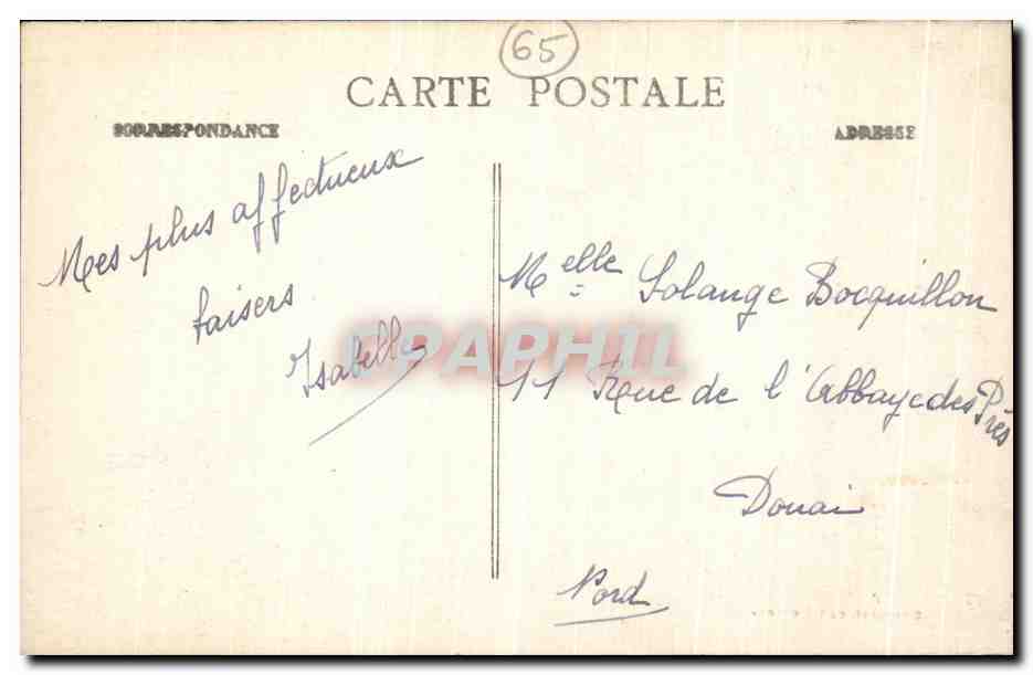 CPA Lourdes portez lui Hirondelles — Verso