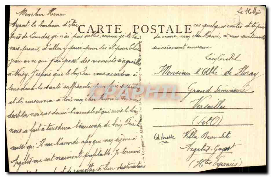 CPA Lourdes La Basilique et les Pyrenees — Verso