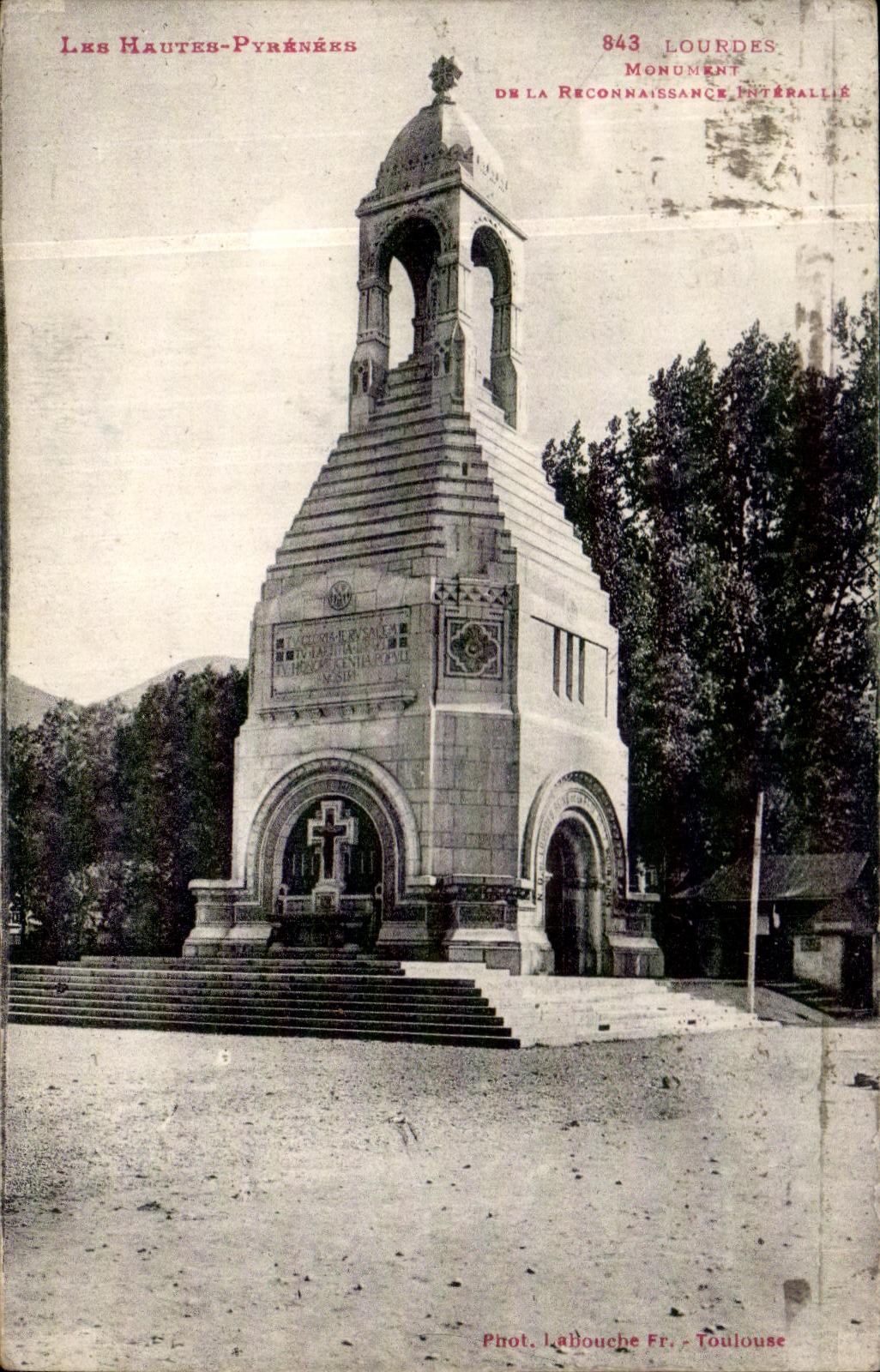CPA Lourdes Monument de la Reconnaissance interallie