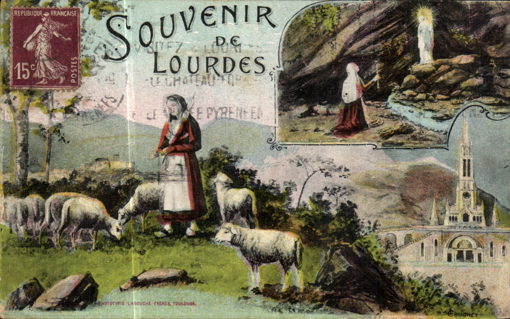 CPA Souvenir De Lourdes Moutons 