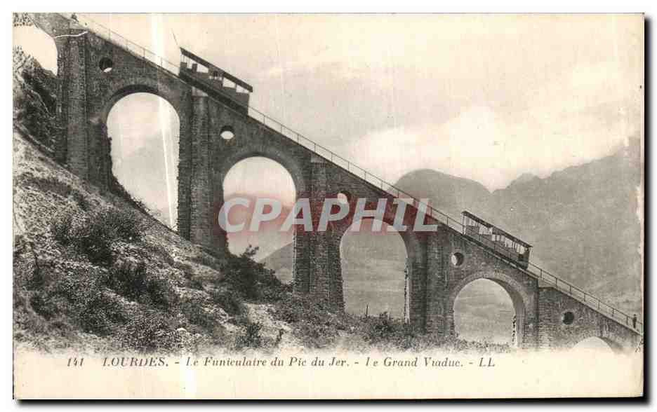 CPA Lourdes Le funiculaire Du Pic Du Jer Le Grand Viaduc