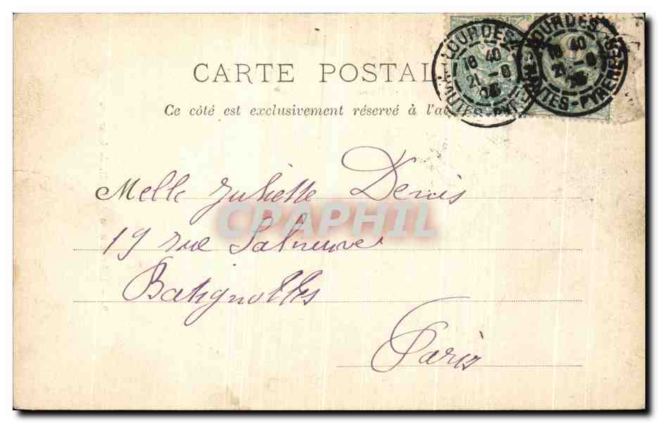 CPA Lourdes L Apparition de N D De Lourdes  — Verso