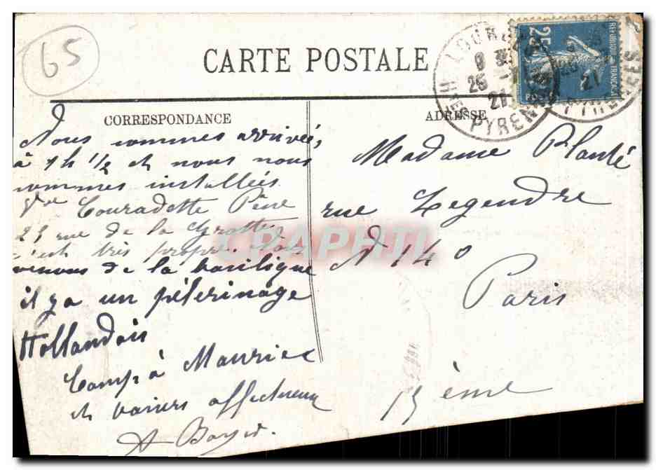 CPA Lourdes La Vallee D Argeles Funiculaire du Pic du Jer — Verso