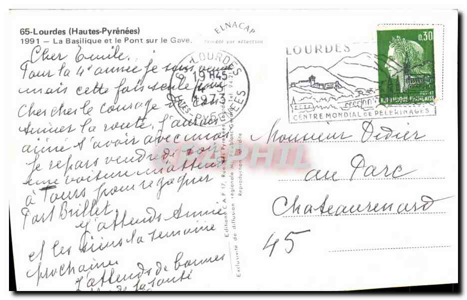 CPA Lourdes La Basilique et Le Pont Sur Le Gave  — Verso