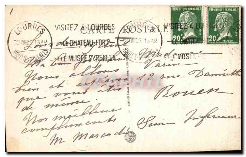 CPA Lourdes La Grotte  — Verso