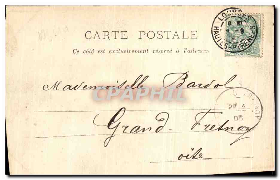 CPA La Grotte de N D de Lourdes — Verso