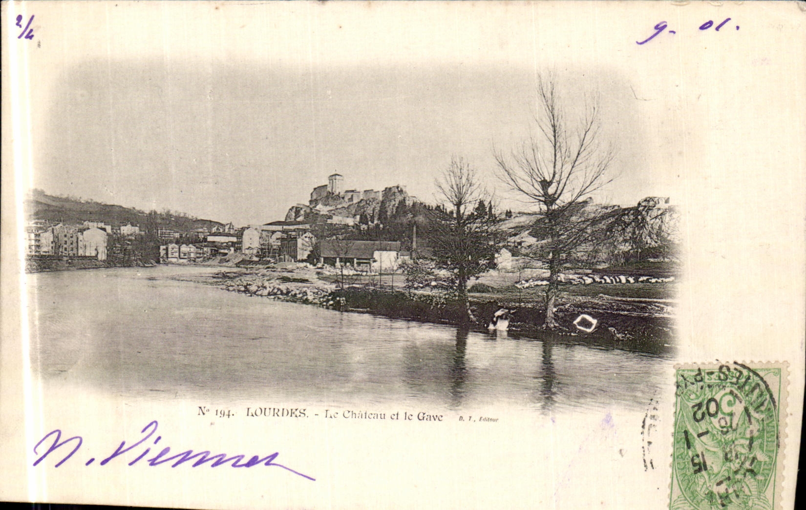 CPA Lourdes La Chateau et le Gave