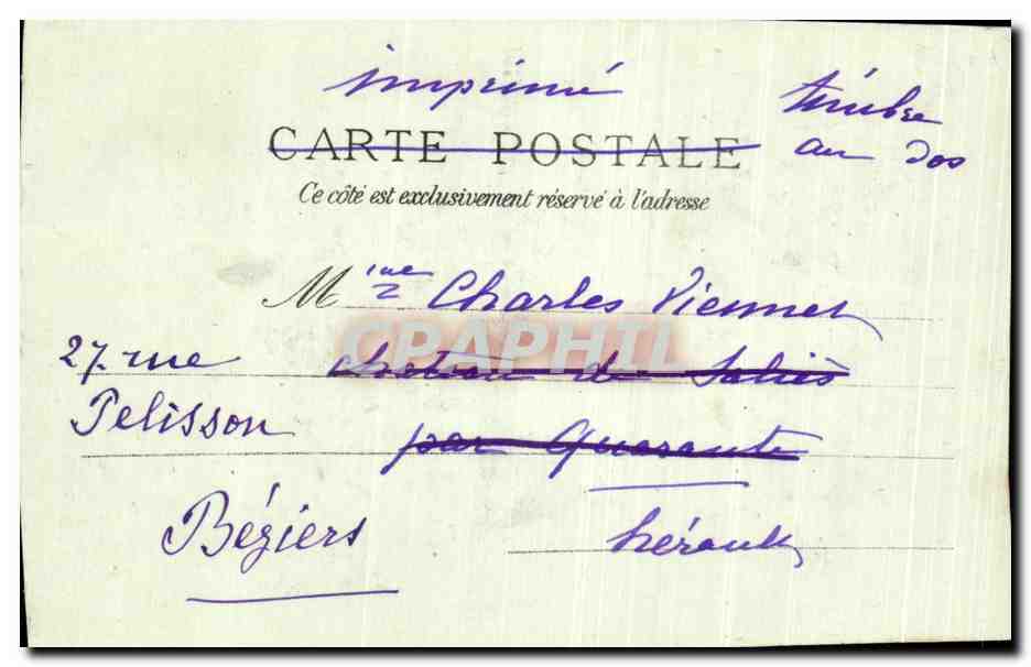 CPA Lourdes La Chateau et le Gave — Verso