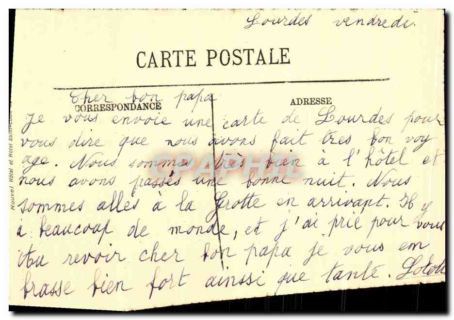 Lourdes — Entrée de l'Esplanade — Éditeur : Lourdes, n° 127 — Verso