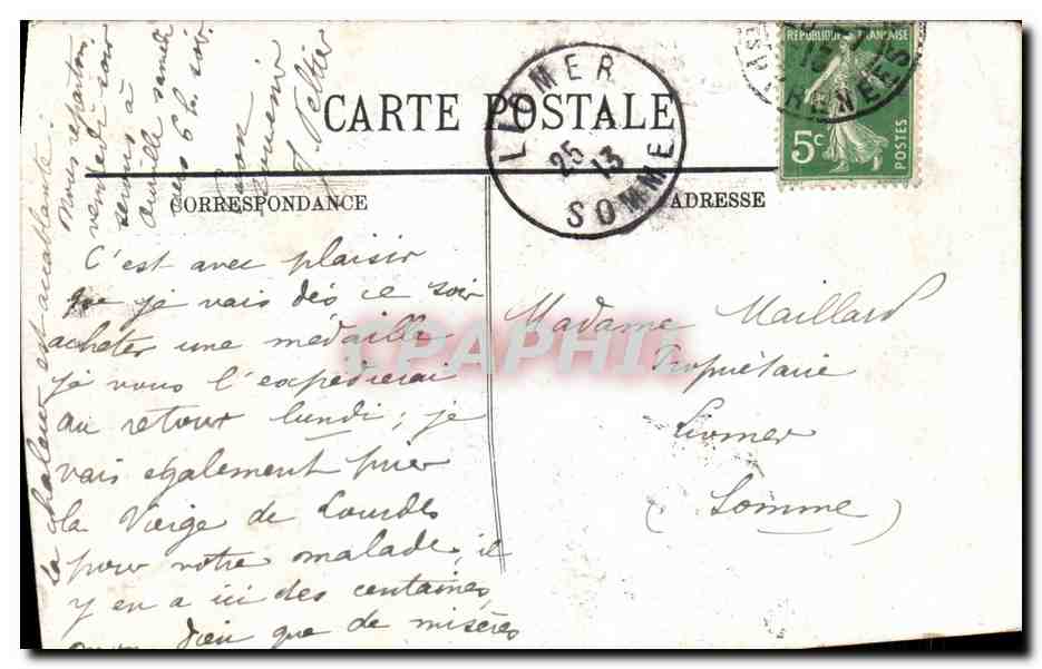 CPA Lourdes Immaculee conception  — Verso
