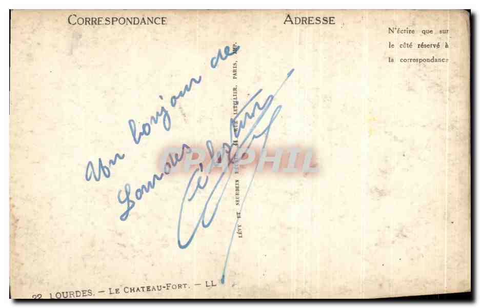CPA Lourdes Le Chateau Fort — Verso