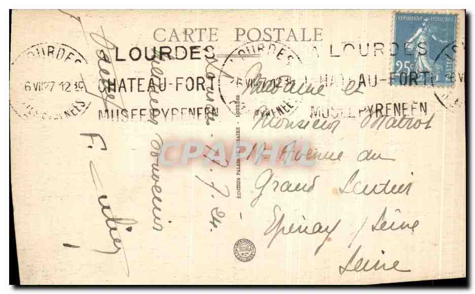 CPA Lourdes La grotte — Rückseite
