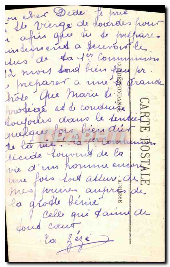 CPA Lourdes La Grotte — Verso