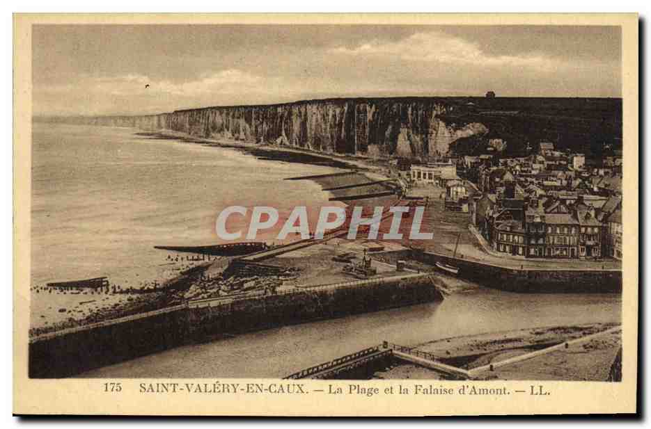 CPA Saint Valery En Caux La Plage Et La Falaise D Amont 