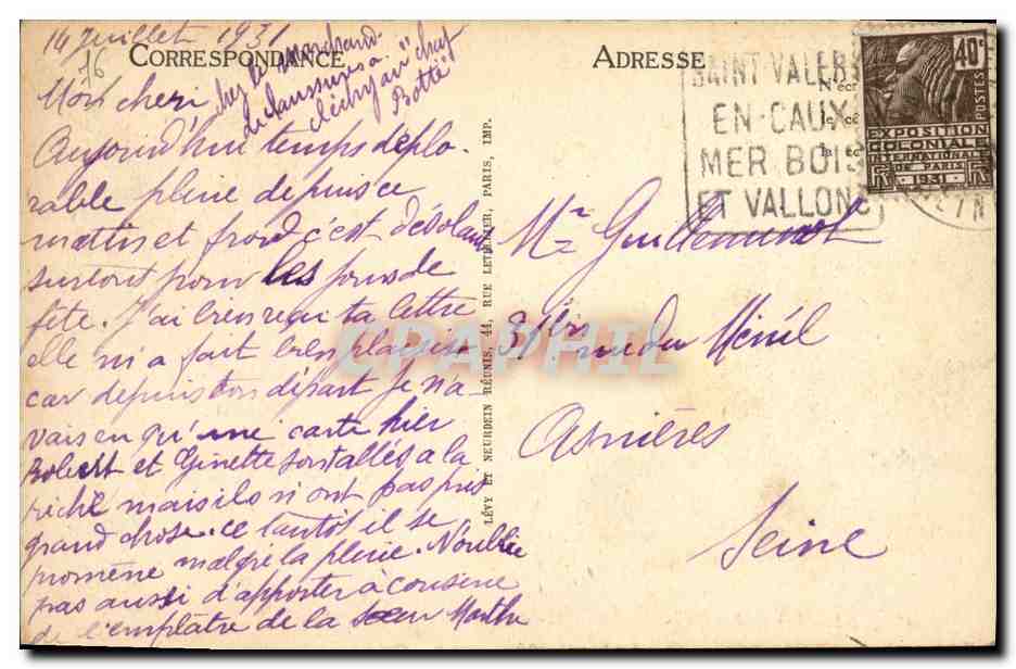 CPA Saint Valery En Caux Le Cloitre  — Rückseite
