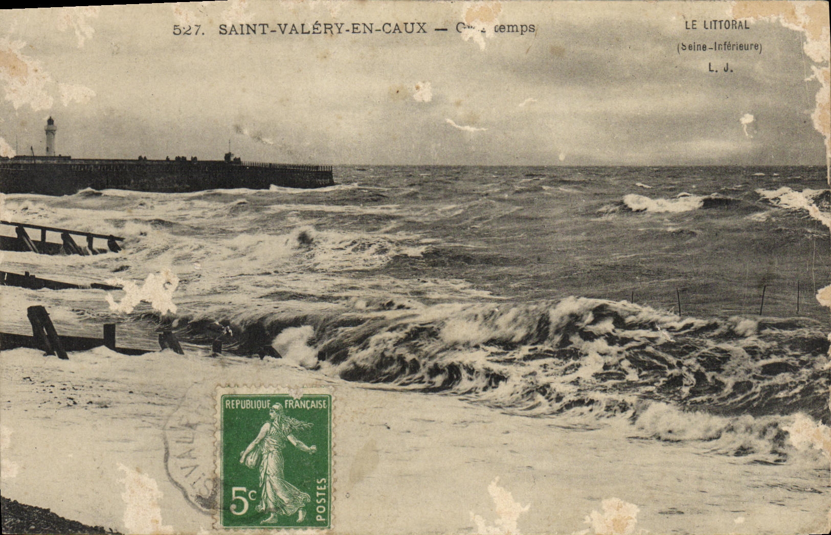 CPA Saint Valery En Caux Gros temps