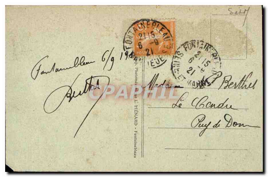 Tarjeta postal antigua Foret de Fontainebleau Le Pharamond Arbre — Reverso