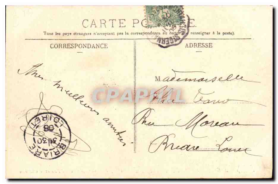 Cartolina d'epoca Fontainebleau Palazzo della Prospettiva sulle Opere Idrauliche e sul Castello — Verso