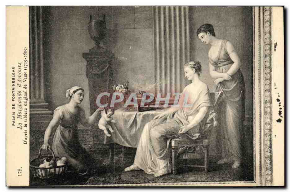 La venditrice d'amori — Palazzo di Fontainebleau — Imp. Fotomeccanica TRENAND