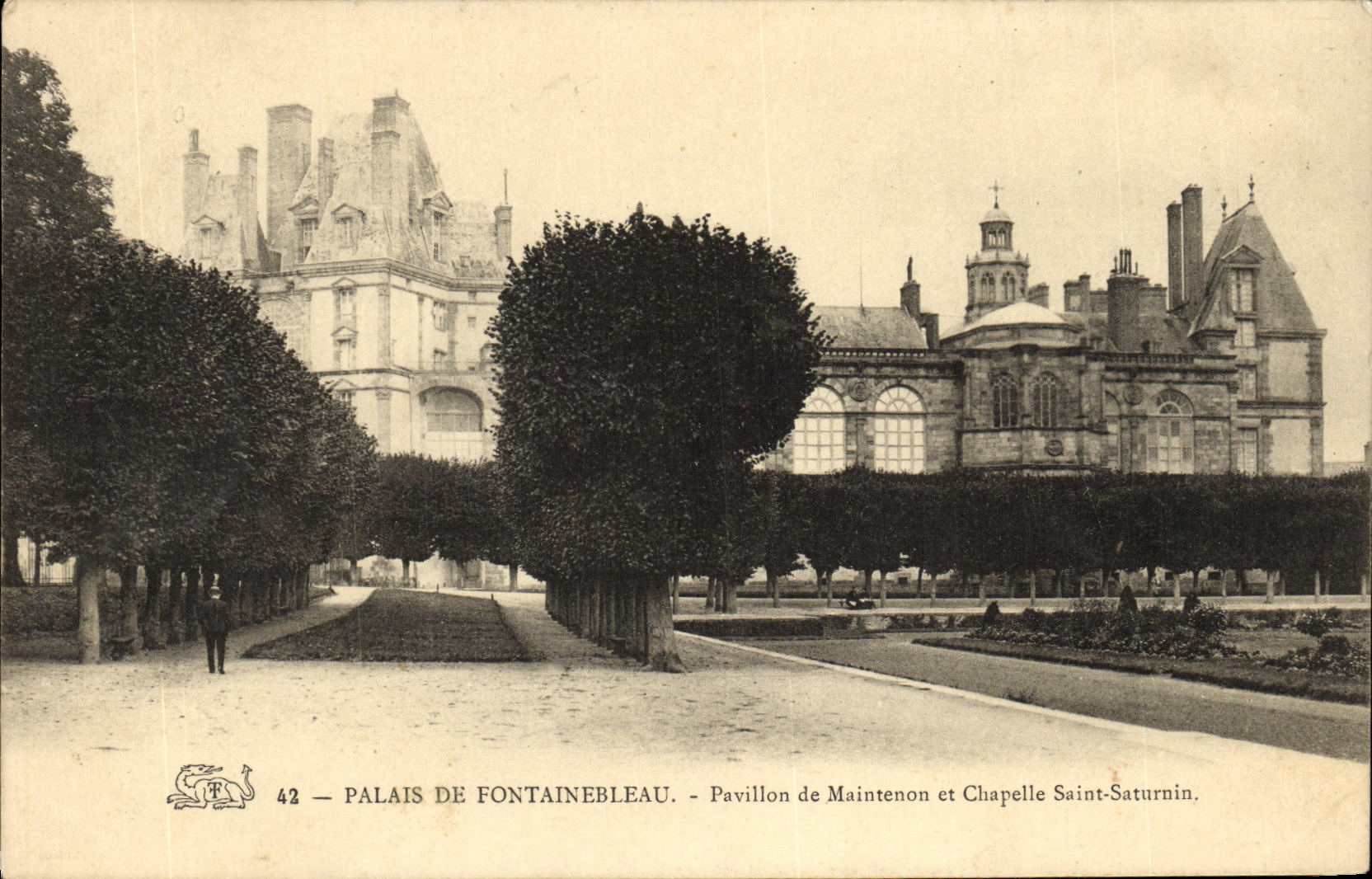 Palazzo di Fontainebleau — Pavillon Maintenon e Cappella Saint-Saturnin — Editore n. 42