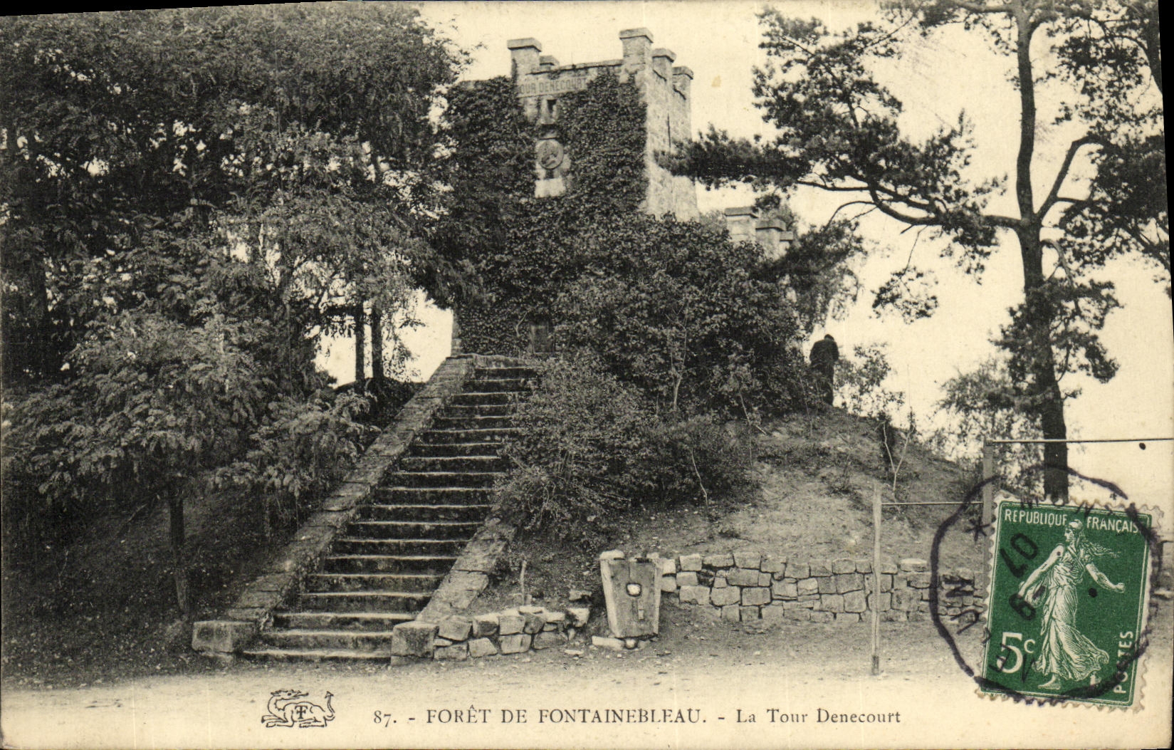 Bosque de Fontainebleau — La Tour Denecourt — Editor no identificado, n° 87