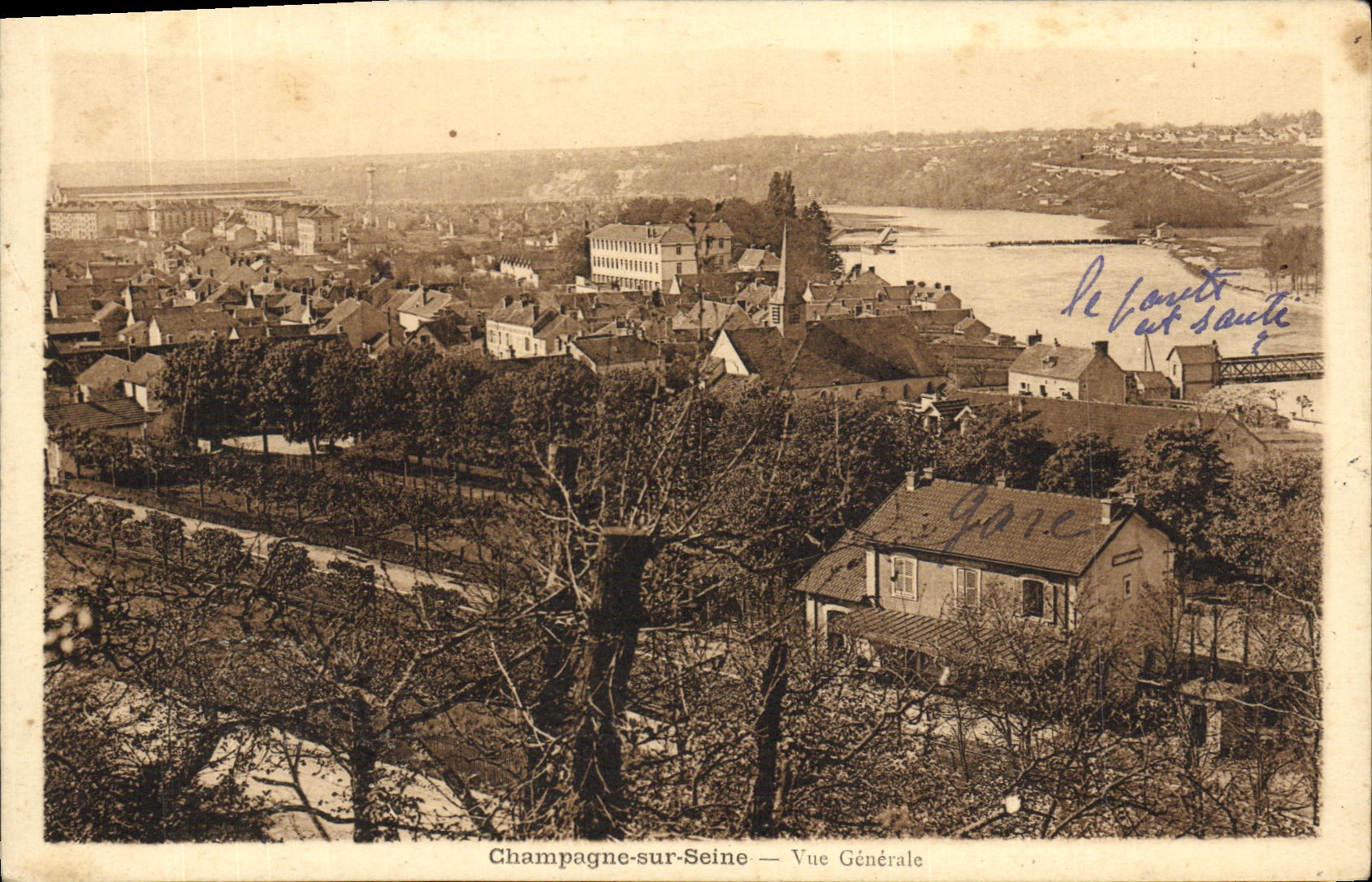 CPA Champagne Sur Seine Vue Generale Gare