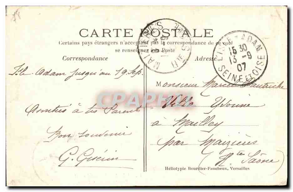CPA Meriel Abbaye du Val Une Salle du 1er etage  — Rückseite