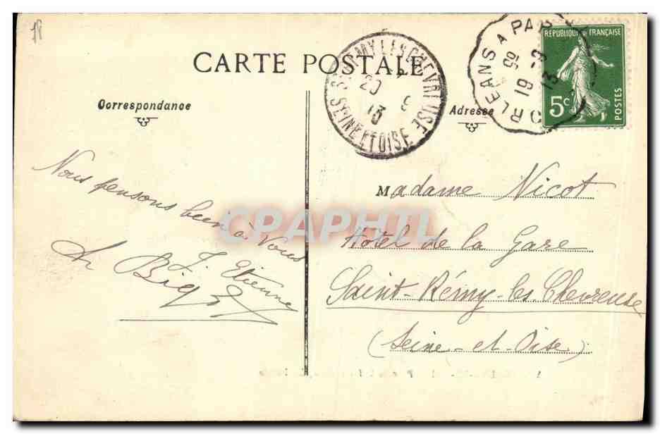 CPA Villeneuve le roi Parc de la faisanderie Femme — Rückseite
