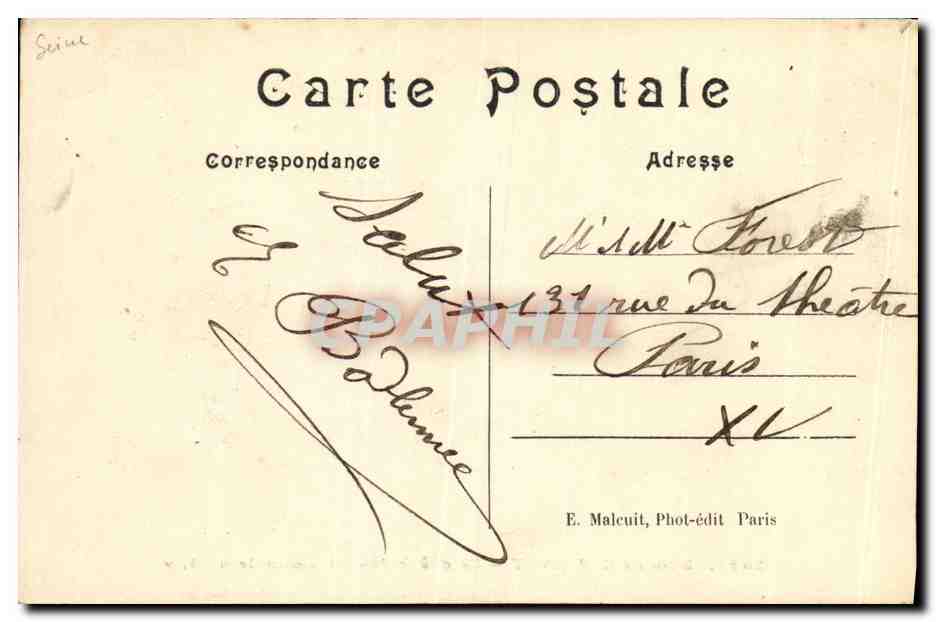 CPA Bois de Clamart Le Chene des Missionnaires — Rückseite